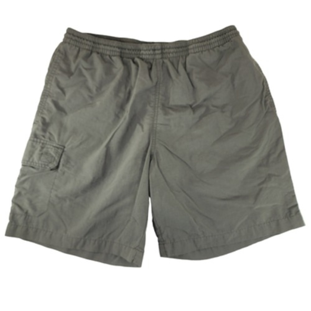 Eddie Bauer Hybrid Swim Shorts M Mens Gray‎ Nylon Lined Zip Pockets